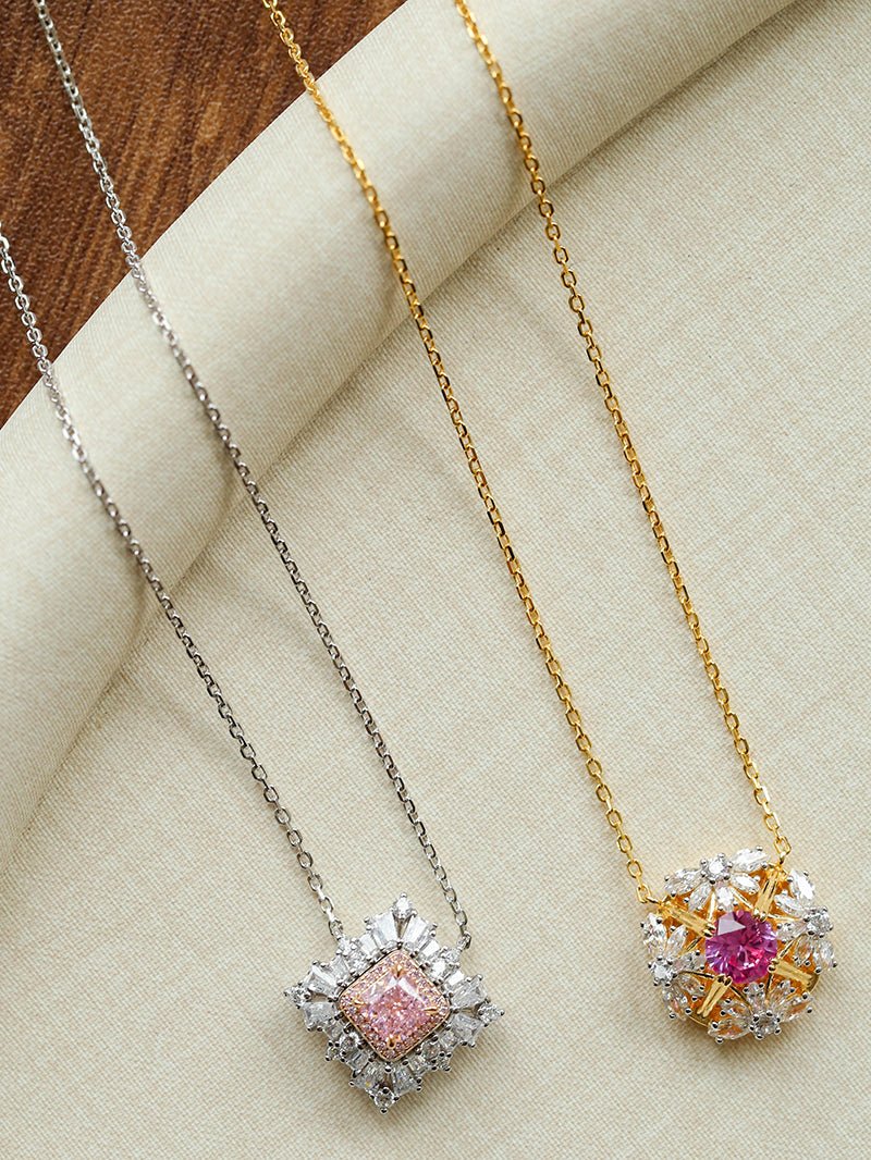 French Vintage Lace Necklace – Pink Sapphire Style - floysun