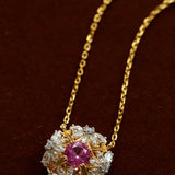 French Vintage Lace Necklace – Pink Sapphire Style - floysun