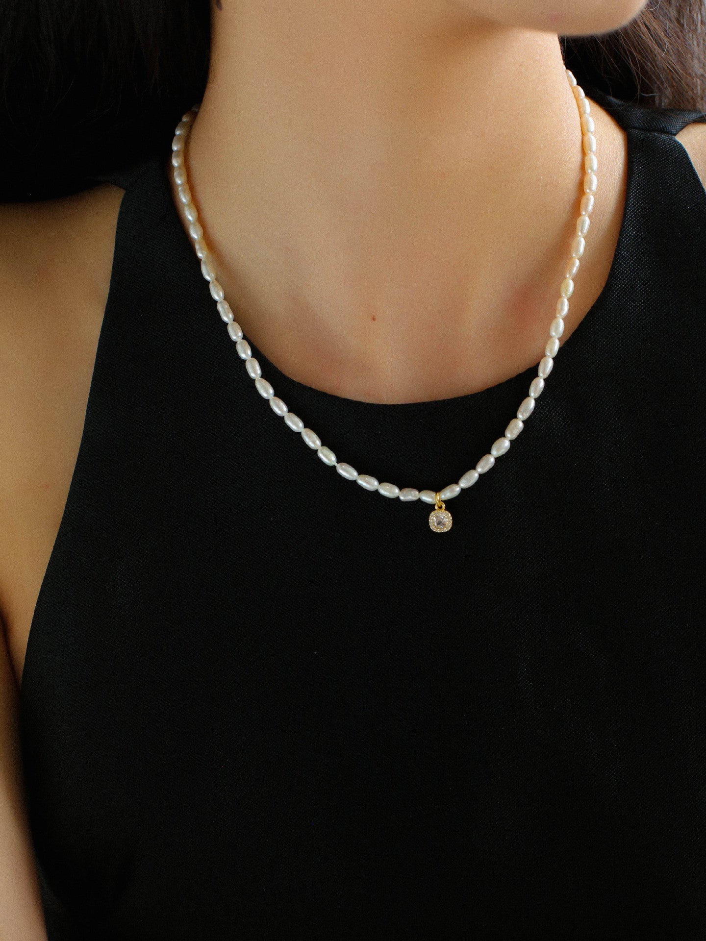 French Zircon Teardrop Pearl Necklace - floysun