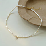 French Zircon Teardrop Pearl Necklace - floysun