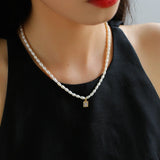 French Zircon Teardrop Pearl Necklace - floysun