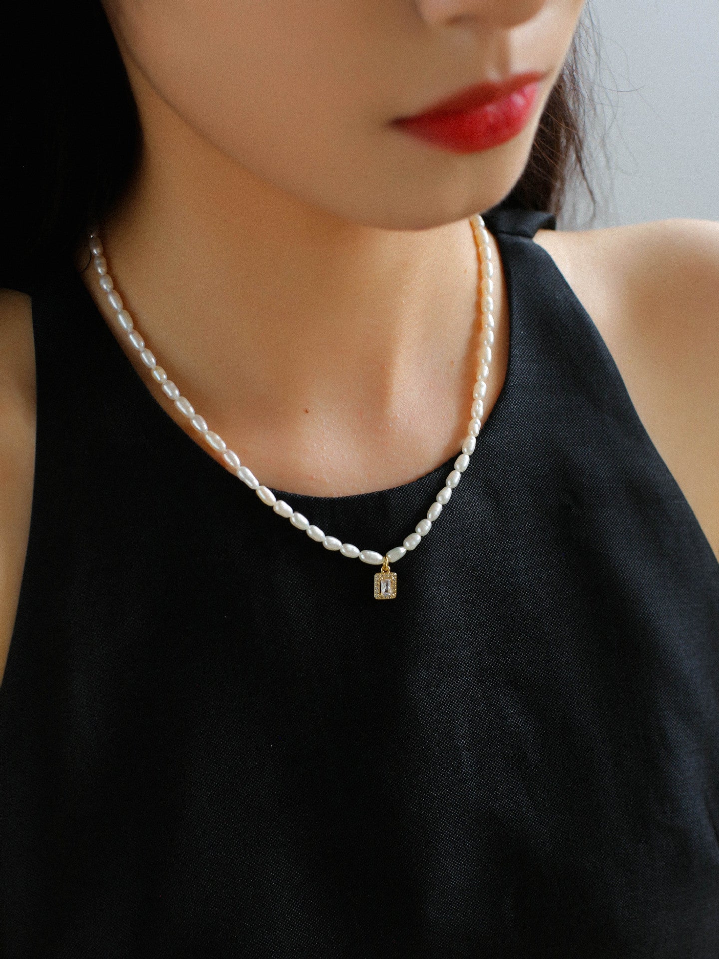 French Zircon Teardrop Pearl Necklace - floysun