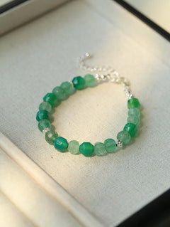 Fresh Green Strawberry Quartz Gemstone Beaded Bracelet - floysun