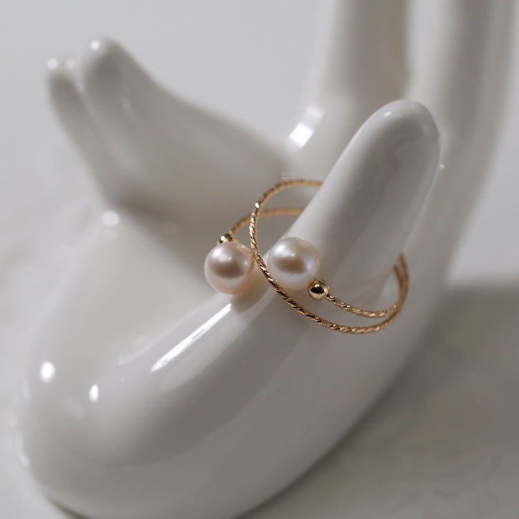 Freshwater Pearl Double Layer Wrapped Ring - floysun