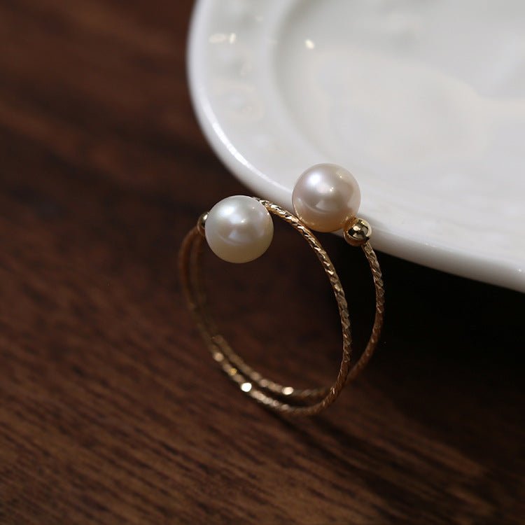 Freshwater Pearl Double Layer Wrapped Ring - floysun