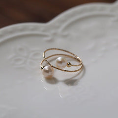 Freshwater Pearl Double Layer Wrapped Ring - floysun