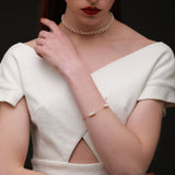 Freshwater Pearl Woven Choker Necklace Chain Pull - out Adjustable - floysun