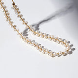 Freshwater Pearl Woven Choker Necklace Chain Pull - out Adjustable - floysun