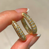 Full Diamond Emerald Serpent Hoop Earrings - floysun