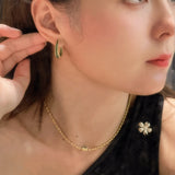 Full Diamond Emerald Serpent Hoop Earrings - floysun