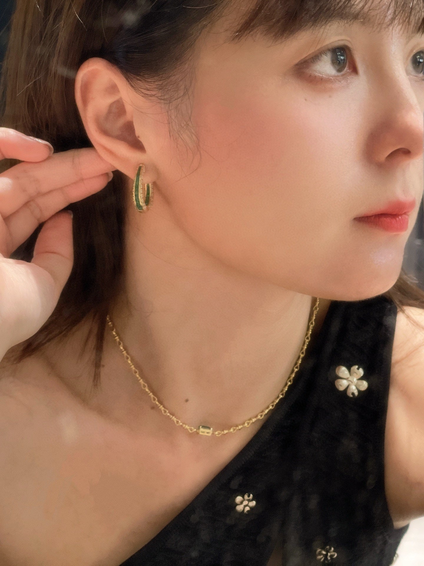Full Diamond Emerald Serpent Hoop Earrings - floysun