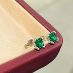 Full Pavé Four - Prong T - Cut Emerald Studs - floysun