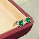 Full Pavé Four - Prong T - Cut Emerald Studs - floysun