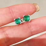 Full Pavé Four - Prong T - Cut Emerald Studs - floysun