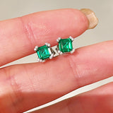 Full Pavé Four - Prong T - Cut Emerald Studs - floysun