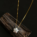 Galactic Romance 925 Silver Natural Pearl Star Moon Necklace - floysun