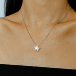 Galactic Romance 925 Silver Natural Pearl Star Moon Necklace - floysun