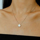 Galactic Romance 925 Silver Natural Pearl Star Moon Necklace - floysun