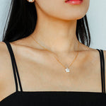 Galactic Romance 925 Silver Natural Pearl Star Moon Necklace - floysun