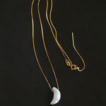 Galactic Romance 925 Silver Natural Pearl Star Moon Necklace - floysun