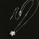 Galactic Romance 925 Silver Natural Pearl Star Moon Necklace - floysun