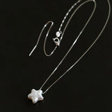 Galactic Romance 925 Silver Natural Pearl Star Moon Necklace - floysun