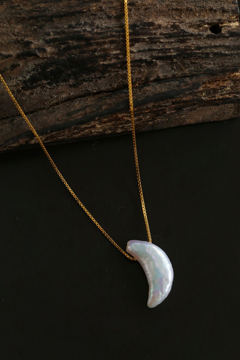 Galactic Romance 925 Silver Natural Pearl Star Moon Necklace - floysun