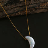 Galactic Romance 925 Silver Natural Pearl Star Moon Necklace - floysun