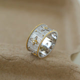 Galaxy Carved Star Brushed Ring - floysun