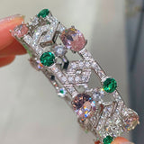 Garden Bloom Wide Cuff – Pink Diamond & Emerald Vermeil Edition - floysun
