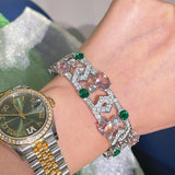 Garden Bloom Wide Cuff – Pink Diamond & Emerald Vermeil Edition - floysun