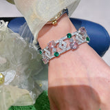Garden Bloom Wide Cuff – Pink Diamond & Emerald Vermeil Edition - floysun