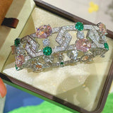 Garden Bloom Wide Cuff – Pink Diamond & Emerald Vermeil Edition - floysun