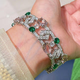 Garden Bloom Wide Cuff – Pink Diamond & Emerald Vermeil Edition - floysun