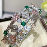Garden Bloom Wide Cuff – Pink Diamond & Emerald Vermeil Edition - floysun