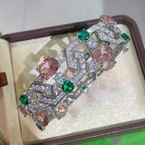 Garden Bloom Wide Cuff – Pink Diamond & Emerald Vermeil Edition - floysun