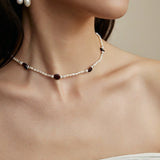 Garnet & Freshwater Pearl Necklace – Ember and Moonlight - floysun