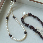Garnet & Freshwater Pearl Necklace – Ember and Moonlight - floysun