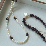 Garnet & Freshwater Pearl Necklace – Ember and Moonlight - floysun