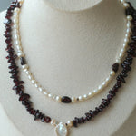 Garnet Strand Necklace with Petal Pearl – Crimson Bloom - floysun