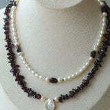 Garnet Strand Necklace with Petal Pearl – Crimson Bloom - floysun