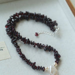 Garnet Strand Necklace with Petal Pearl – Crimson Bloom - floysun
