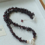 Garnet Strand Necklace with Petal Pearl – Crimson Bloom - floysun