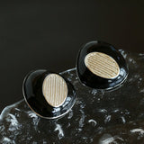 Geometric Black Enamel Earrings with White Texture - floysun