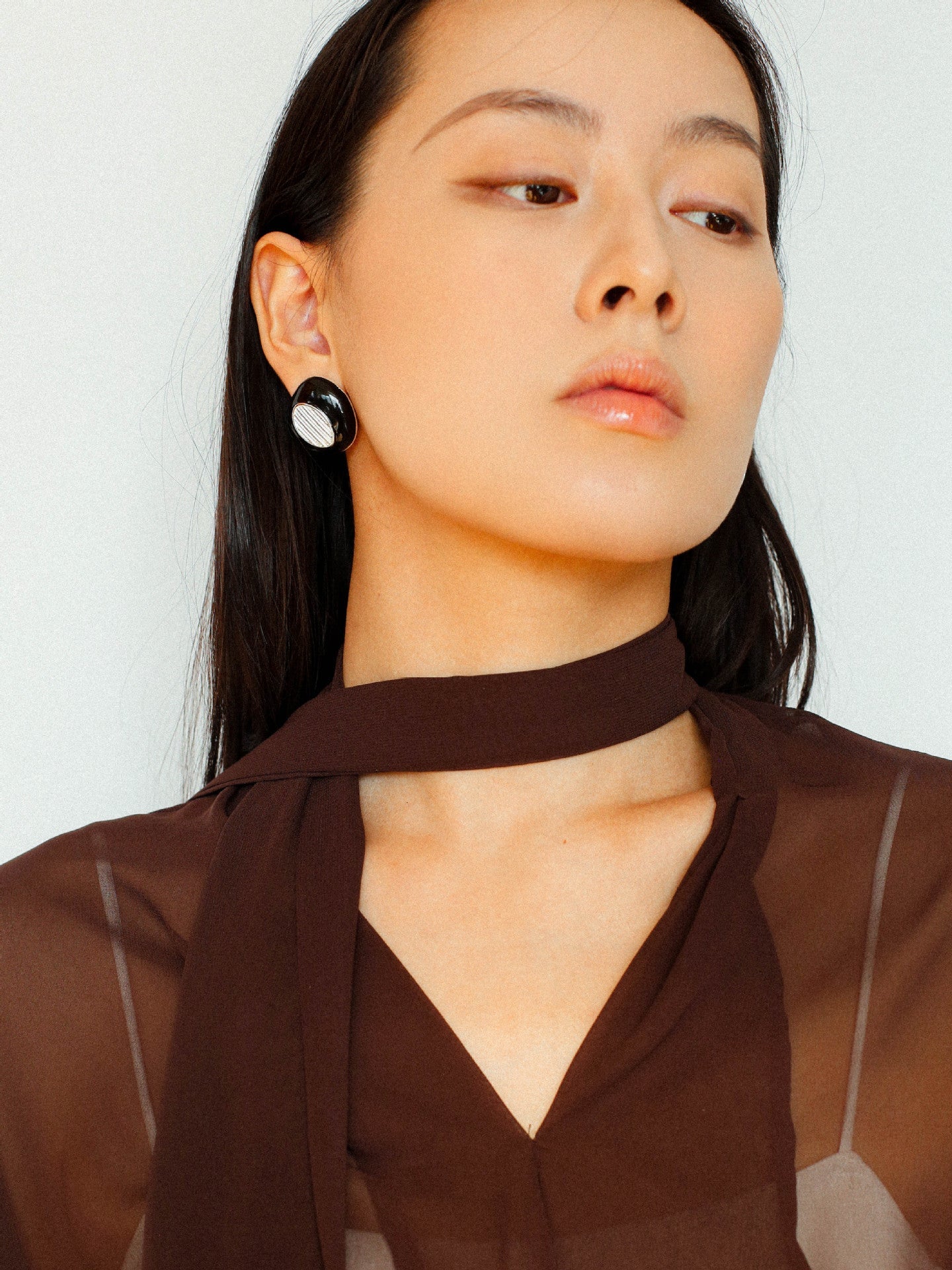 Geometric Black Enamel Earrings with White Texture - floysun