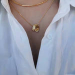 Geometric Layered Necklace with Sculptural Pendant – 18K Gold Vermeil - floysun