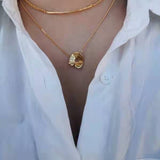 Geometric Layered Necklace with Sculptural Pendant – 18K Gold Vermeil - floysun