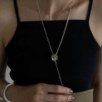 Geometric Layered Necklace with Sculptural Pendant – Sterling Silver - floysun