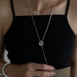 Geometric Layered Necklace with Sculptural Pendant – Sterling Silver - floysun