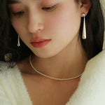 Geometric Metal Wind Long Teardrop Earrings - floysun